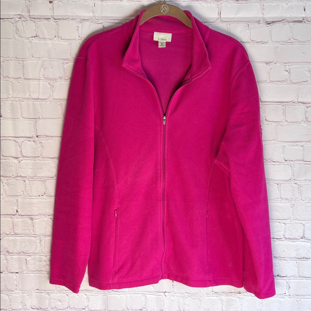 L.L. Bean Women's Bright Pink Fleece Zip Up Jacket Size XL